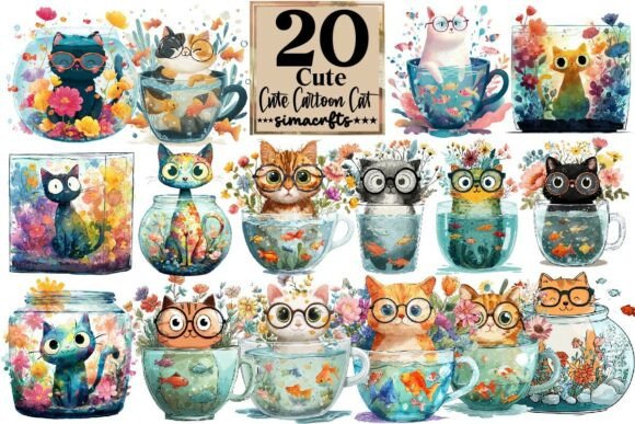 Download Cute Cartoon Cat PNG Clipart - Clipart Collection