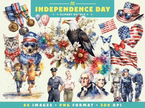 Download Watercolor US Independence Day Clipart - Clipart Collection