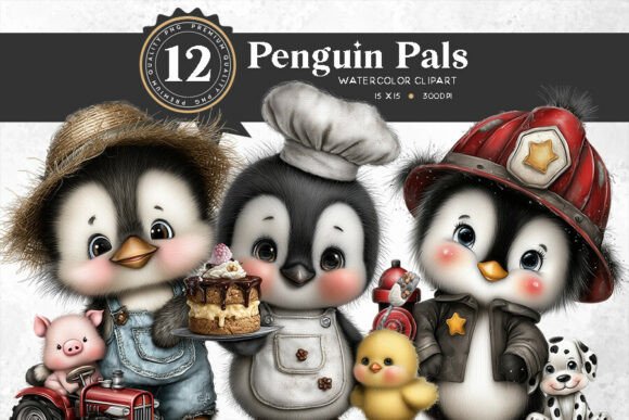 Download Baby Penguin Pals in Jobs Clipart Set - Clipart Collection