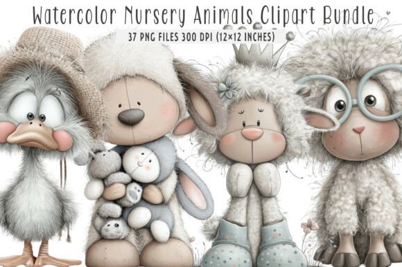 Download Watercolor Nursery Animals Clipart - Clipart Collection