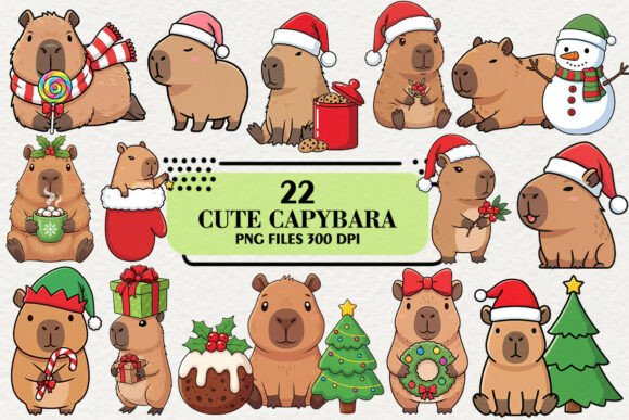 Download Cute Christmas Capybara Clipart - Clipart Collection