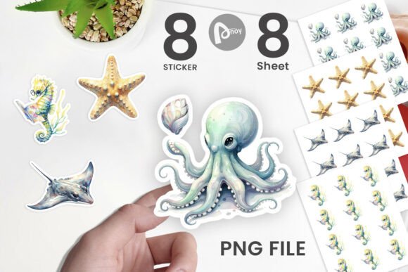 Download Boho Ocean Nursery Animal Sticker PNG - Ocean Collection
