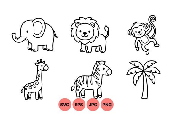 Download Cute Safari Animal Clipart Set - Clipart Collection