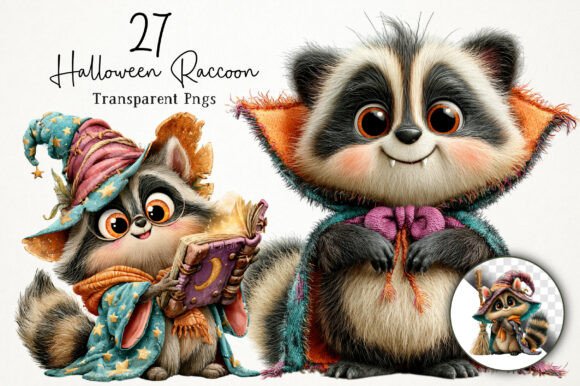 Download Whimsical Halloween Raccoon Clipart PNG - Clipart Collection