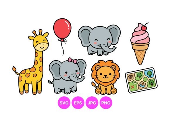 Download Cute Safari Animal Clipart Pack - Clipart Collection
