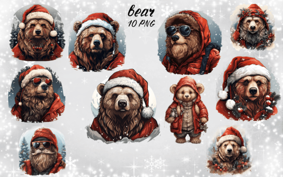 Download Bear Christmas Santa Hat Clipart - Clipart Collection
