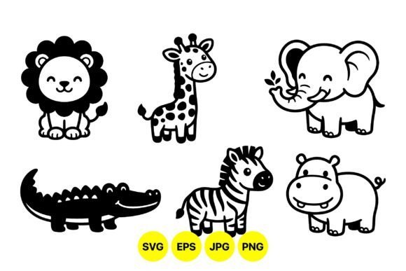 Download Cute Safari Animal Clipart SVG - Clipart Collection