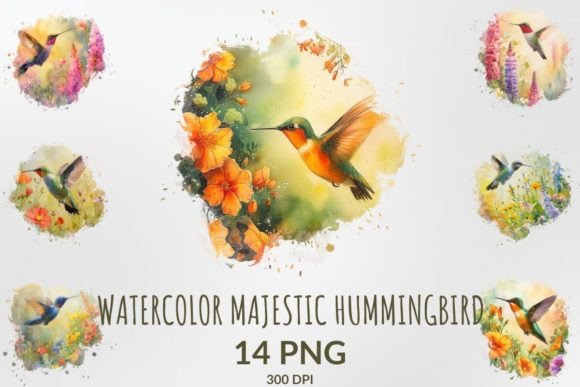 Download Watercolor Majestic Hummingbird Clipart - Clipart Collection