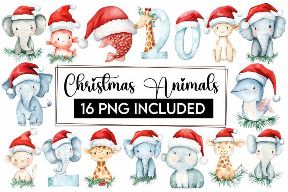 Download Christmas Baby Animals Clipart PNG Santa - Clipart Collection