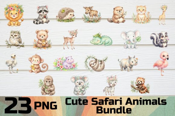 Download Cute Safari Animals Clipart PNG Bundle - Clipart Collection