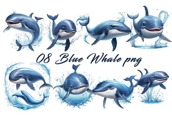 Download Blue Whale Clipart PNG Bundle. - Clipart Collection