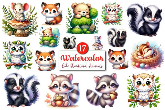 Download Cute Watercolor Woodland Animals Clipart - Clipart Collection