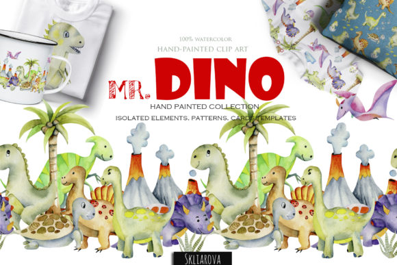 Download Mr. Dino Watercolor Clipart for Kids - Clipart Collection