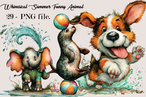 Download Whimsical Summer Funny Animal Clipart Bu - Clipart Collection