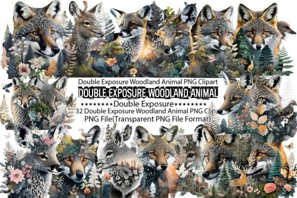 Download Double Exposure Woodland Animal Bundle - Woodland animal Collection