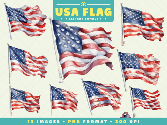 Download Watercolor USA Flag Clipart - Clipart Collection