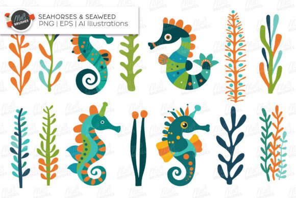 Download Seahorse and &amp; Seaweed Vector Clipart - Clipart Collection
