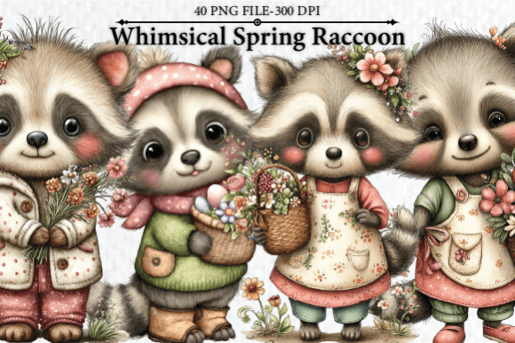 Download Whimsical Spring Raccoon Clipart - Clipart Collection