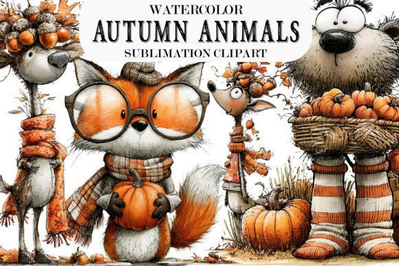 Download Quirky Autumn Animals Whimsical Clipart - Clipart Collection
