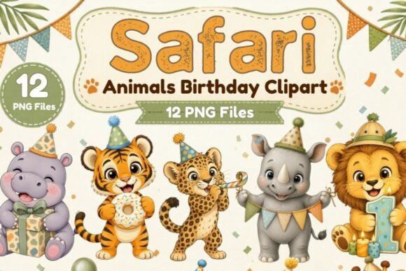 Download Safari Animals Birthday Clipart PNG, 12 - Clipart Collection