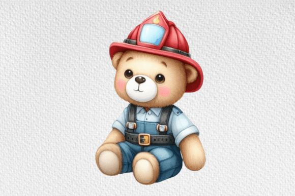 Download Firefighter Teddy Watercolor Clipart - Clipart Collection