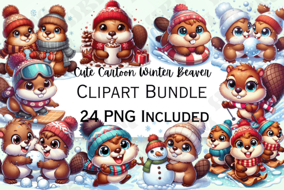 Download Cute Cartoon Winter Beaver Clipart - Clipart Collection