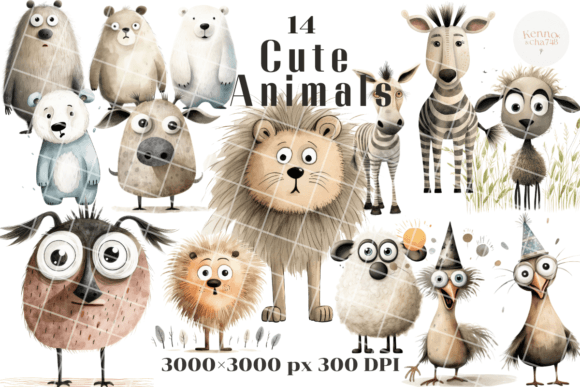 Download Cute Animal Clipart Set for Greeting Car - Clipart Collection