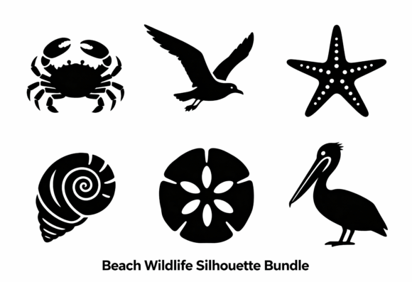 Download Beach Wildlife Silhouette Clipart Bundle - Clipart Collection