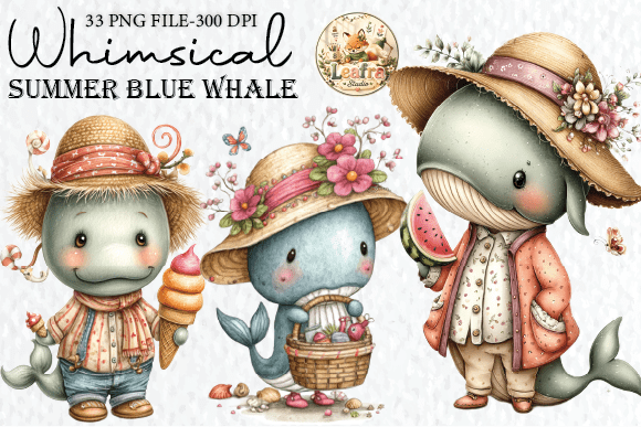 Download Whimsical Summer Blue Whale Clipart - Clipart Collection