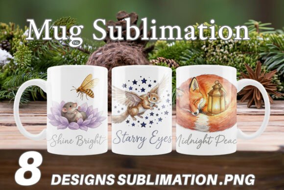 Download Starry Night Woodland Animals Mug Wrap - Woodland animal Collection