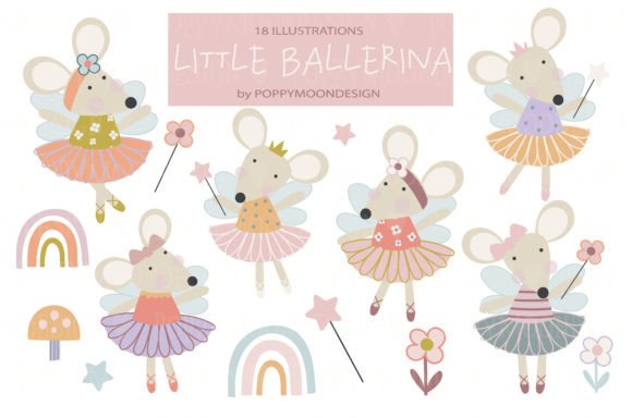 Download Dainty Ballet Mice: Digital Clipart Set - Clipart Collection
