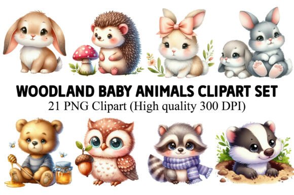 Download Woodland Baby Animals Clipart Set - Clipart Collection