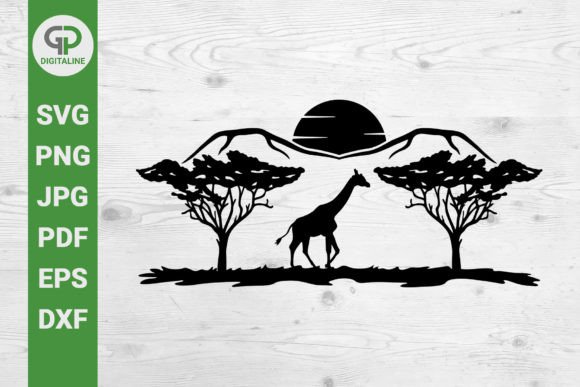 Download Giraffe on Safari, Sunset in Africa SVG - Africa Collection