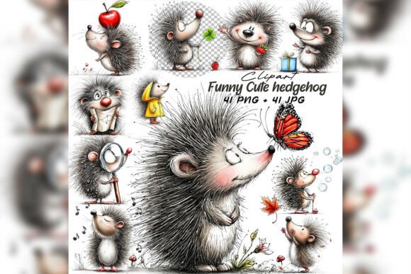 Download Whimsical Hedgehog Clipart Set - Clipart Collection