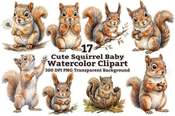 Download Cute Baby Squirrel Watercolor Clipart - Clipart Collection