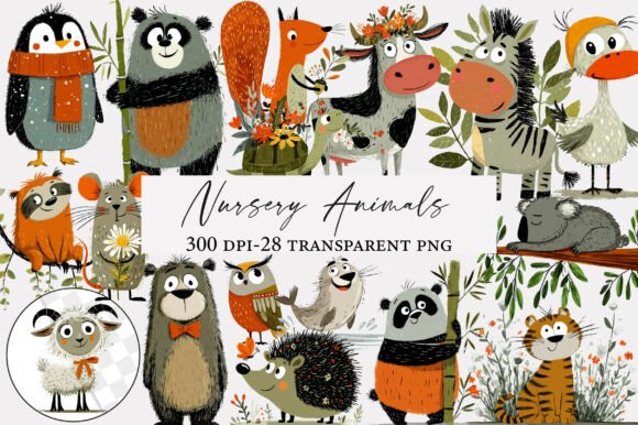 Download Watercolor Nursery Animals Clipart - Clipart Collection