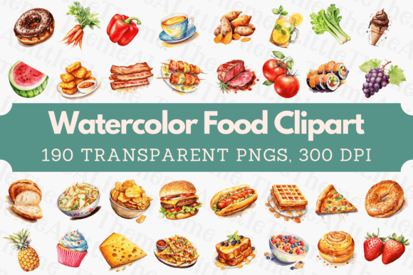 Download Watercolor Food Clipart - 190 PNGs - Clipart Collection