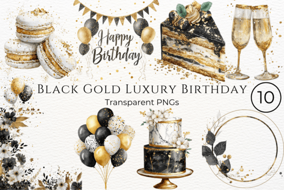 Download Black Gold Luxury Birthday Clipart - Clipart Collection