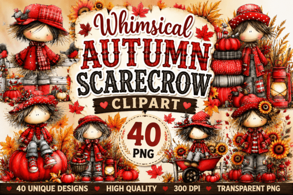 Download Whimsical Autumn Scarecrow Clipart - Clipart Collection