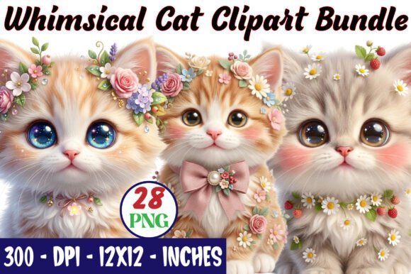 Download Whimsical Cat Clipart Bundle - Clipart Collection
