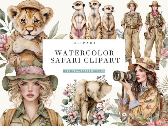 Download Watercolor Safari Clipart Bundle - Clipart Collection