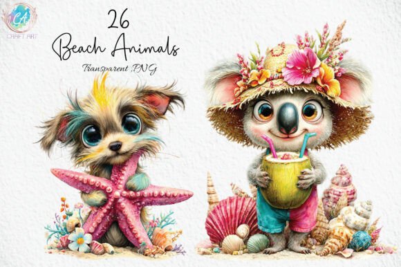 Download Whimsical Summer Beach Animals Clipart - Clipart Collection