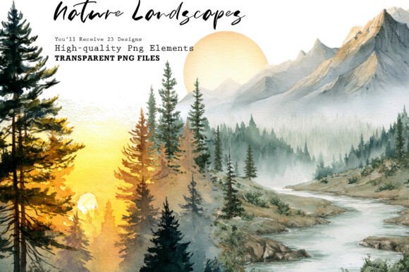 Download Watercolor Nature Landscapes PNG Clipart - Clipart Collection