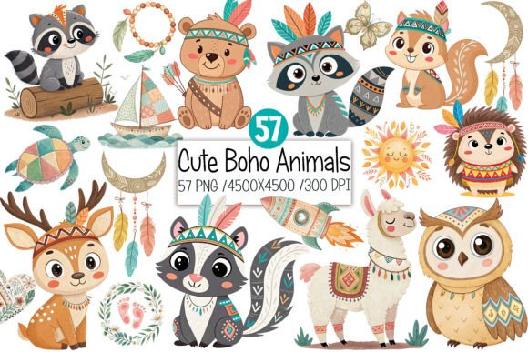 Download Boho Baby Clipart Bundle Boho Animals - Clipart Collection