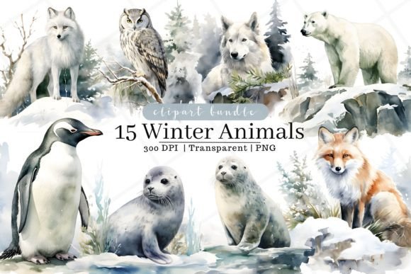 Download Winter Animals Watercolor Clipart - Clipart Collection