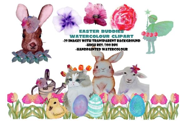 Download Cute Easter Buddies Watercolour Clipart - Clipart Collection