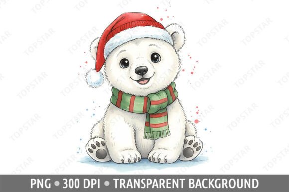 Download Christmas Bear with Santa Hat Clipart - Clipart Collection