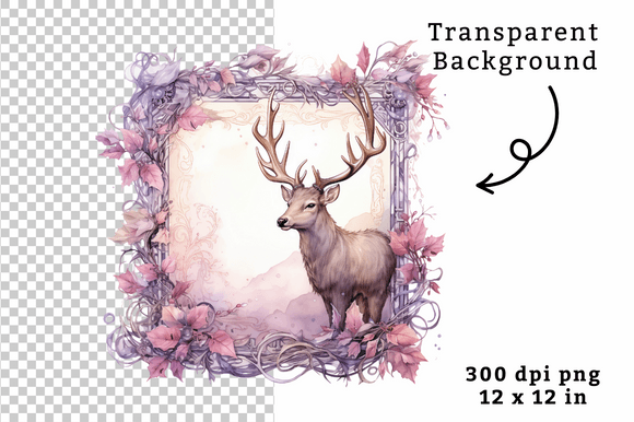 Download Vintage Watercolor Reindeer Clipart PNG - Clipart Collection