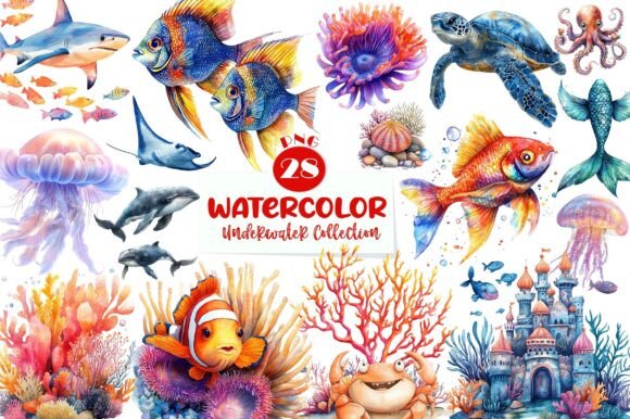 Download Underwater Watercolor Collection - Underwater watercolor collection Collection