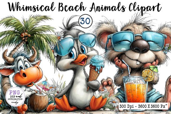 Download Whimsical Beach Animals Clipart - Clipart Collection